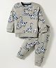 Simply Interlock Knit Full Sleeves  Co-ord T-Shirt & Joggers Set with Giraffe Print- Grey