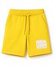 nuberry Cotton Knit Wild Livin Text Puffed Printed Shorts - Yellow