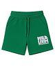 nuberry Cotton Knit Wild Livin Text Puffed Printed Shorts - Green