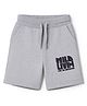 nuberry Cotton Knit Wild Livin Text Puffed Printed Shorts - Grey