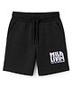 nuberry Cotton Knit Wild Livin Text Puffed Printed Shorts - Black