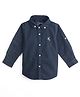 nuberry Oxford Woven Full Sleeves Solid Shirt - Navy Blue