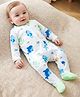 Babyoye 100% Cotton Interlock Knit Full Sleeves Footed Sleepsuit With Sea Horse Print - White