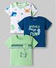 Babyoye 100% Cotton Knit Half Sleeves T-Shirts With Sea Animals Print Pack of 3 - Green Navy Blue & White