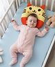 Babyhug Velour Neck Support Pillow Tiger Face Print - Yellow & Orange| Soft & Breathable Fabric| Posture Support| Travel Essential