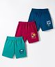 Zero Sinker Knit Above Knee Length Shorts With Text Print Pack Of 3 - Maroon Navy Blue & Turquoise