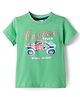 Zero Sinker Knit Half Sleeves T-Shirt with Truck Graphic - Light Green