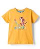 Zero Sinker Knit Half Sleeves T-Shirt With Animal Print - Yellow