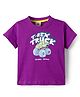 Zero Sinker Knit Half Sleeves T-Shirt with Truck Graphic - Purple