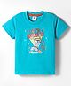 Zero Sinker Knit Half Sleeves T-Shirt with Tiger Graphic - Aqua Blue