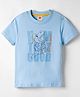 Zero Sinker Knit Half Sleeves T-Shirt with Skate Graphic - Light Blue