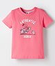 Zero Sinker Knit Half Sleeves T-Shirt with Bike Graphic - Peach