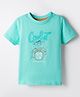 Zero Sinker Knit Half Sleeves T-Shirt with Monkey Graphic - Sea Green