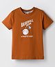 Zero Sinker Knit Half Sleeves T-Shirt with Basketball Graphic - Rust Orange