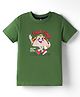 Zero Sinker Knit Half Sleeves T-Shirt With Animal Print - Green
