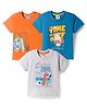 Zero Sinker Knit Half Sleeves T-Shirts with Beach Theme Print Pack of 3 - Orange Blue & Light Frey
