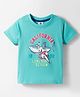Zero Sinker Knit Half Sleeves T-Shirt with Beach Graphic - Aqua Blue