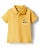 Zero Interlock Knit Half Sleeves Polo T-Shirt With Text Print - Yellow