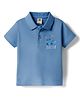 Zero Interlock Knit Half Sleeves Polo T-Shirt With Text Print - Blue