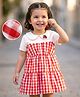 Mark & Mia Half Sleeves Checks Frock With Cherry Embroidery - Red