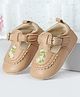 Cute Walk by Babyhug Velcro Closure Booties with Floral Embroidery - Beige