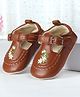 Cute Walk by Babyhug Velcro Closure Booties with Floral Embroidery - Brown