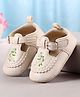 Cute Walk by Babyhug Velcro Closure Booties with Floral Embroidery - White