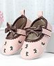 Cute Walk by Babyhug Velcro Closure Booties with Floral Embroidery & Bow Applique - Pink