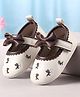 Cute Walk by Babyhug Velcro Closure Booties with Floral Embroidery & Bow Applique - White