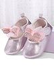 Cute Walk by Babyhug Velcro Closure Booties with Bow Applique - Peach