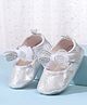 Cute Walk by Babyhug Velcro Closure Booties with Bow Applique - Silver