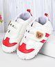 Cute Walk by Babyhug Velcro Closure Booties with Bear Applique - Red & White