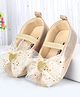 Cute Walk by Babyhug Slip On Booties with Bow Applique - Golden