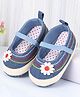 Cute Walk by Babyhug Slip On Booties With Floral Applique - Blue