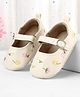 Cute Walk by Babyhug Velcro Closure Booties with Floral Embroidery - White