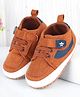 Cute Walk by Babyhug Velcro Closure Solid Color Booties - Brown