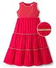 EARTHY TOUCH Cotton Lurex Woven Sleeveless Solid Ethnic Dress - Red