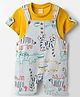 WOW Clothes Interlock Knit Half Sleeves T-Shirt & Dungaree with Animal Print - Gold