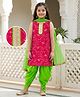 EARTHY TOUCH Tissue Woven Sleeveless Kurta Salwar Set With Sequin Detailing & Dupatta - Dark Pink