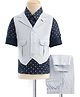 Noddy Full Sleeves Floral Printed 3 Piece Party Suit Set - Light Blue