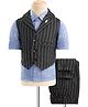 Noddy Full Sleeves Pin Stripes Embroidered 3 Piece Party Suit Set - Black & Blue