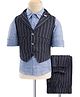 Noddy Full Sleeves Pin Stripes Embroidered 3 Piece Party Suit Set - Black & Blue