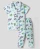 Smarty Girl Sinker Knit Half Sleeves Shirt & Pyjama Co-ord Night Suit with Text Print - Light Blue