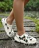 Pine Kids Back Strap Closure Abstract Printed Clogs - White & Green