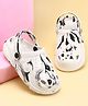 Pine Kids Back Strap Closure Abstract Printed Clogs - White & Black