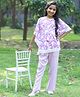 Cutiekins Cotton Woven Half  Sleeves Floral Printed Kaftan Kurta & Pant Set - Lavender & White