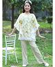 Cutiekins Cotton Woven Half  Sleeves Floral Printed Kaftan Kurta & Pant Set - Khaki & White