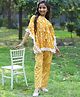 Cutiekins Cotton Woven Half  Sleeves Floral Printed Kaftan Kurta & Pant Set - Mustard & White