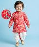 EARTHY TOUCH Woven Full Sleeves Floral Printed Kurta Dhoti Set with Sequin Detailing - Red