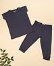 A Toddler Thing Modal Knit Half Sleeves Solid Tee & Pant Set - Cozy Coal Black